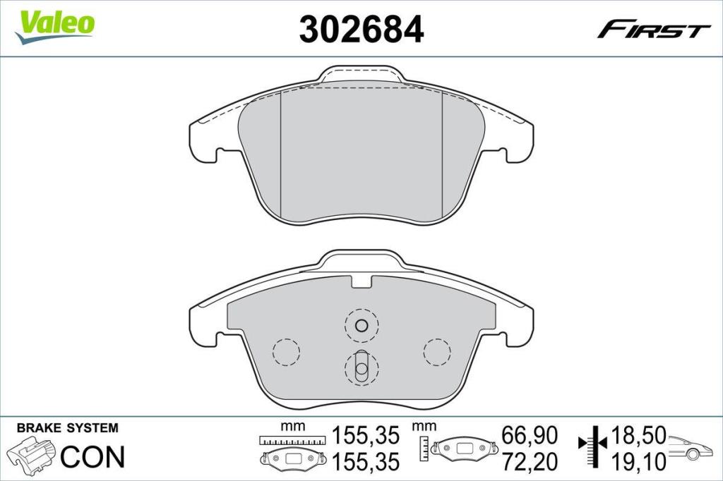 Jogo de 4 pastilhas de travão VALEO ref. 302684